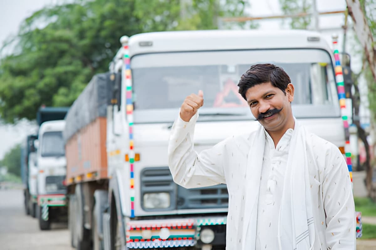 Happy customer with commercial vehicle